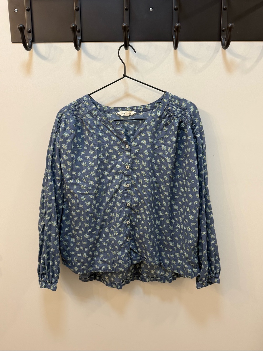 Lucky Brand Blue Floral Button-Front Blouse